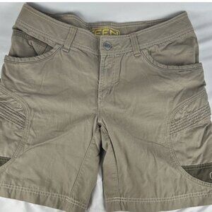 Keen Beige Canvas Hiking Shorts Womens 12 Long Cotton Cargo Pockets